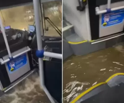 출근길 버스 탔는데 물폭탄 쏟아졌어요... 수원서 발생한 한겨울 뜬금 물난리 영상