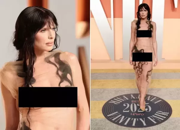 레드카펫에 또 등장한 투명 드레스... 칸예 아내 이어 이번엔 전여친이 입어