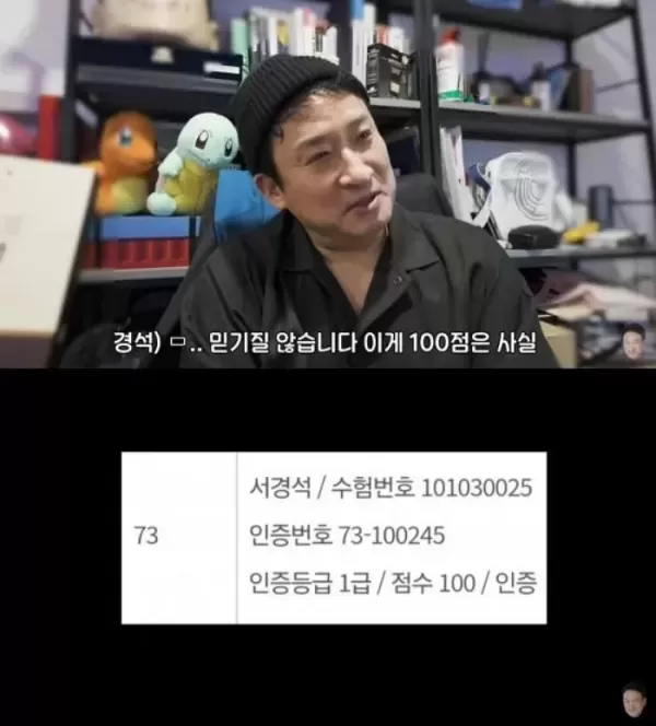 100점 믿기지 않는다... 최초로 한국사능력검정시험 만점 받은 개그맨