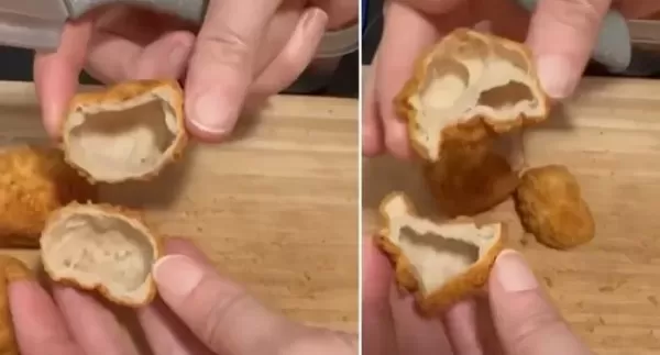 반으로 잘라봤더니 속이 텅... 치킨 없는 치킨너깃 판매한 미국 대형마트