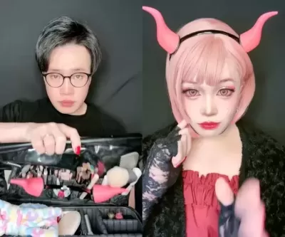 아빠가 필터 없이 화장만으로 엄마가 됐어요... 딸들도 몰라본 인기 뷰티 크리에이터의 정체 (영상)
