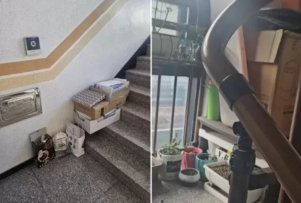 엘리베이터 없는 빌라 계단에 쓰레기 방치하는 이웃 (사진)