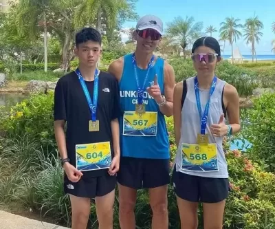 하음이 여자 전체 2위, 하율이 남자 에이지 1위... 션, 딸 ㆍ아들과 사이판 마라톤 도전