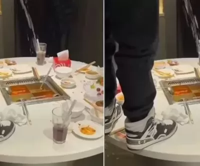 테이블 밟고 올라서더니... 훠궈 전문점에서 냄비에 소변 테러한 중국 10대들 (영상)