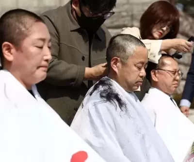 尹 조기 파면 촉구하며 삭발식 감행한 민주당 의원들